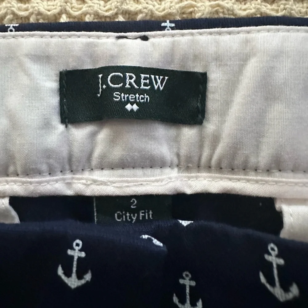 J. Crew Navy and White Anchor-Print Pants